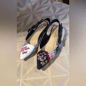 Christian Dior Embroidered Slingback Heels size EU 37